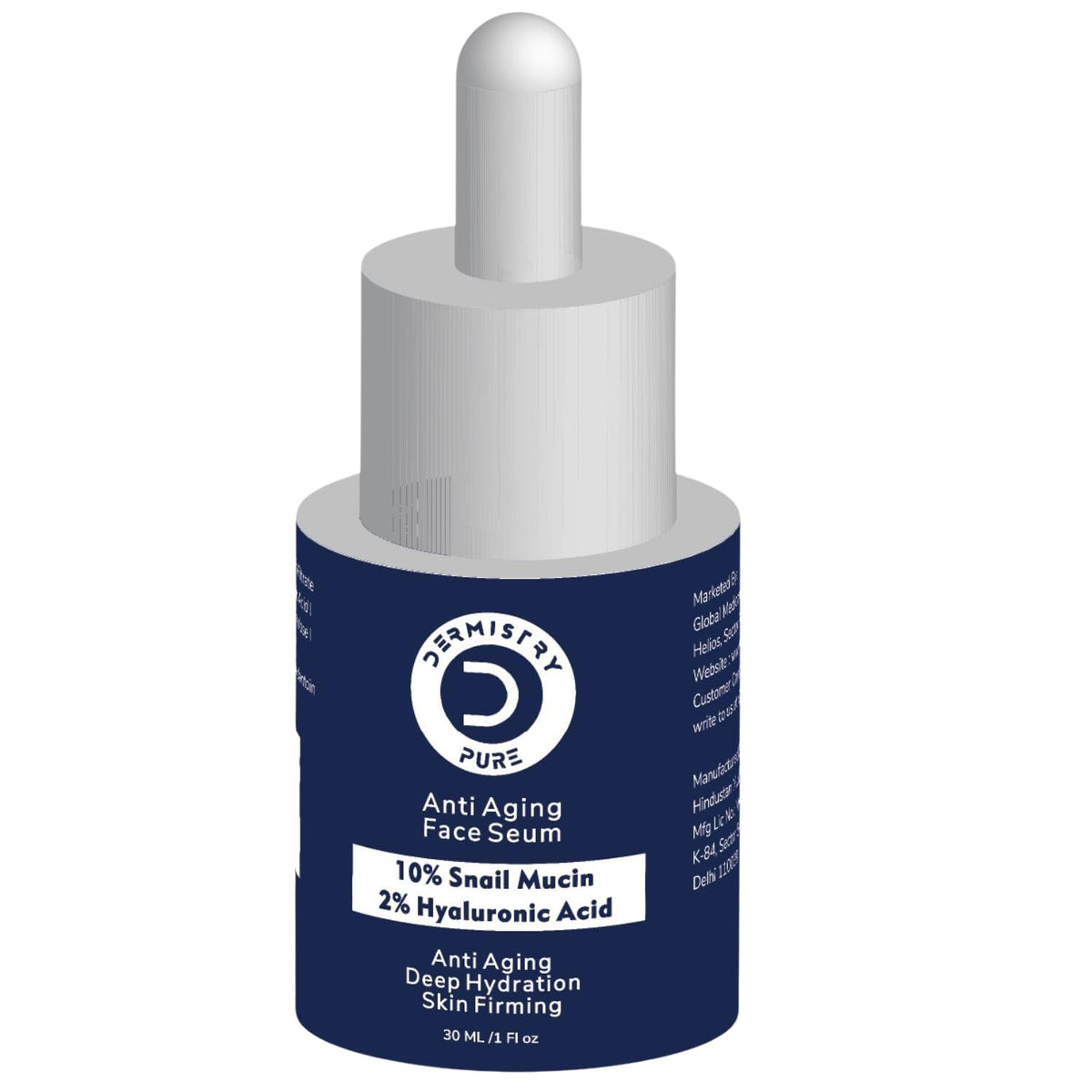 Dermistry Pure 10% Snail Mucin 96 Peptide + 2% Hyaluronic Acid Anti Aging Moisturizer Face Serum Repairs Fine Lines Wrinkles Collagen Boost Skin Lifting Firming Tightening Hydrating Anti Ageing 30ml