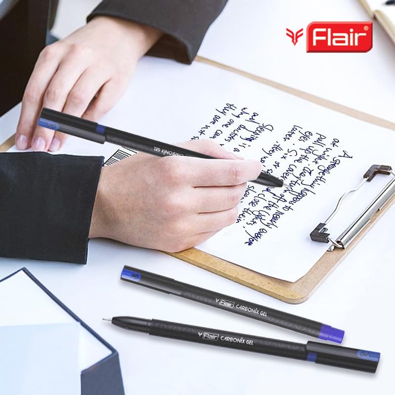 Flair Carbonix 0.5 mm Gel Pen 10 Pcs - Blue Ink