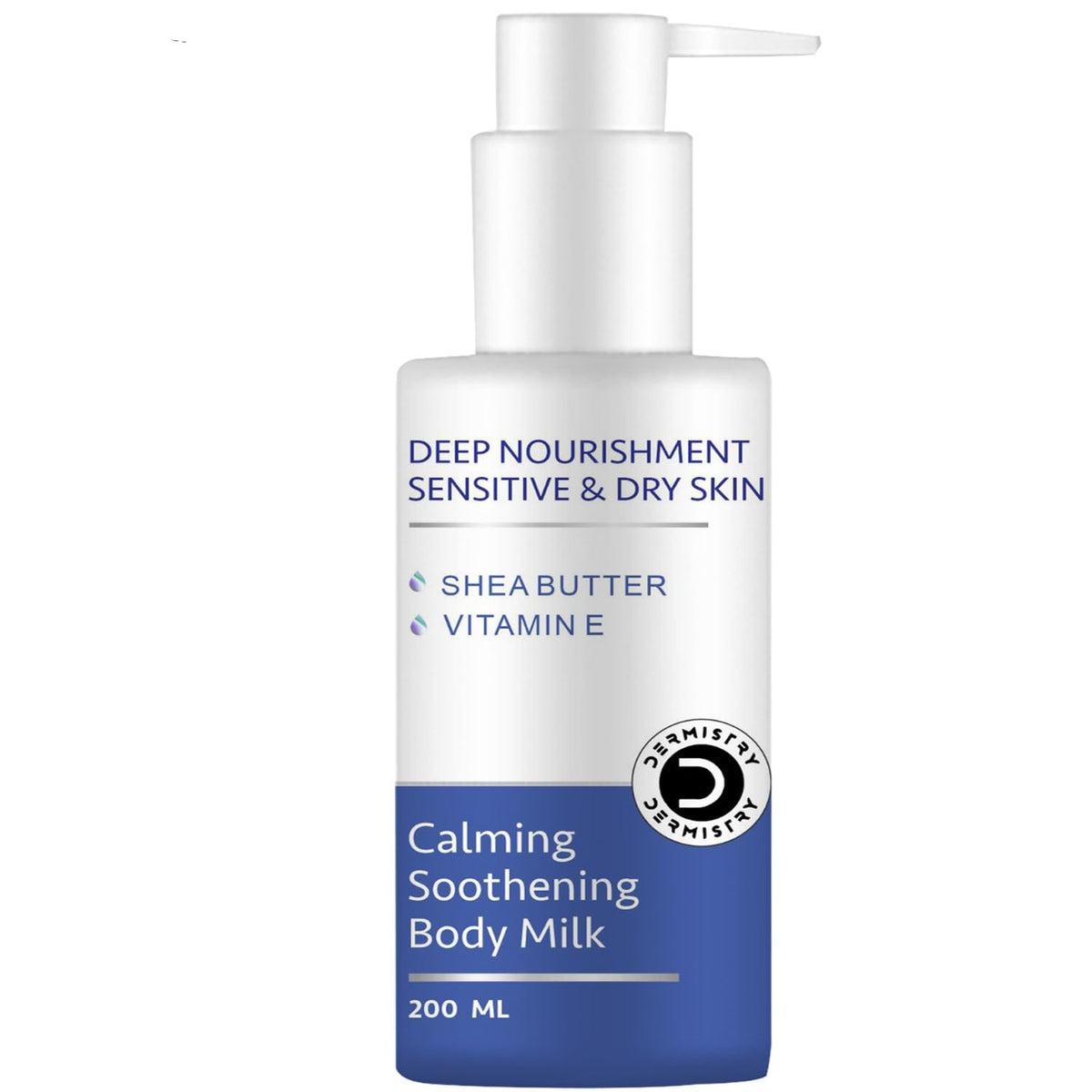 Dermistry Deep Nourishment Body Milk Lotion for Sensitive & Dry Skin, Calming & Soothing with Shea Butter & Vitamin E, Non-Greasy, Repairs & Smoothens Skin, Moisturizer For Winter, Men & Women
