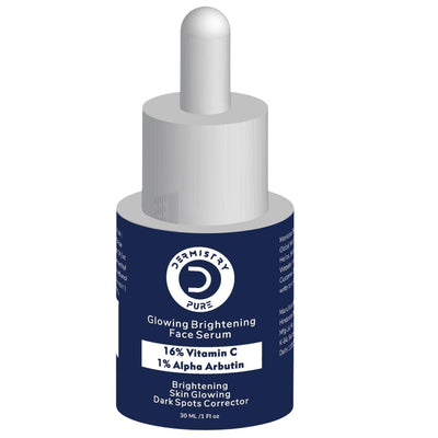 Dermistry 16% Vitamin C 1% Alpha Arbutin Skin Lightening Brightening Instant Glowing Fairness Face Serum Removes Pigmentation Dull Skin Dark Spots Corrects Radiance Sun Damage Repair 30 ml
