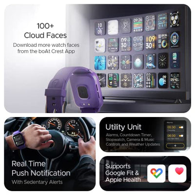 boAt Xtend Call Plus Smart Watch with 1.91" HD Display, Advanced BT Calling, Coins, ENx Tech, HR & SpO2, English & Hindi Languages, Multiple Watch Faces,100+Sports Modes(Deep Purple)