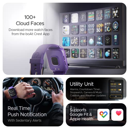 boAt Xtend Call Plus Smart Watch with 1.91" HD Display, Advanced BT Calling, Coins, ENx Tech, HR & SpO2, English & Hindi Languages, Multiple Watch Faces,100+Sports Modes(Deep Purple)