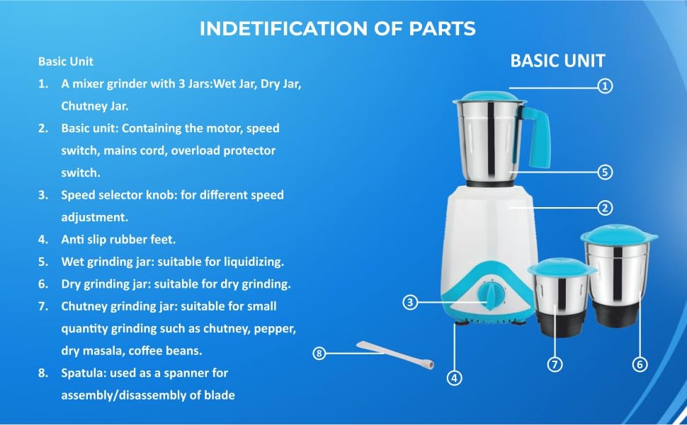 Crest Mixer Grinder for Kitchen - 2 Jars 500 Watt - Mixie with Mini Jar for Chutney & Liquidizing Jar used as Wet Grinder & Blender for Milkshake, Smoothie, Puree -Stainless Steel Blades