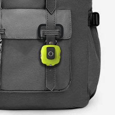 Airtag Premium Leather Key Ring Holder Case Cover Compatible with Apple Airtag, Comes with Metal Carabiner & Transparent AirTag Protective Film (1-Pack, Light Yellow & Black) (AirTag Not Included)