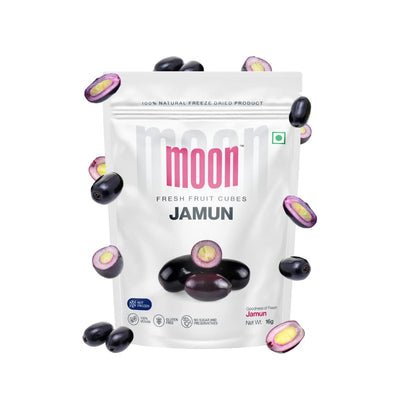 Moon Freeze Dried Jamun Cubes | Healthy Jamun Snack | 100% Natural, Vegan, No Preservatives, No Added Sugar Gluten Free Snack for Kids and Adults | (16Gm) Pack of 2