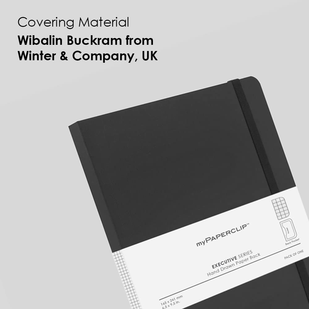 Mypaperclip Executive Series Notebook, Large (165 X 241 Mm, 6.5 X 9.5 In.) Checks, Esx192L-C Black