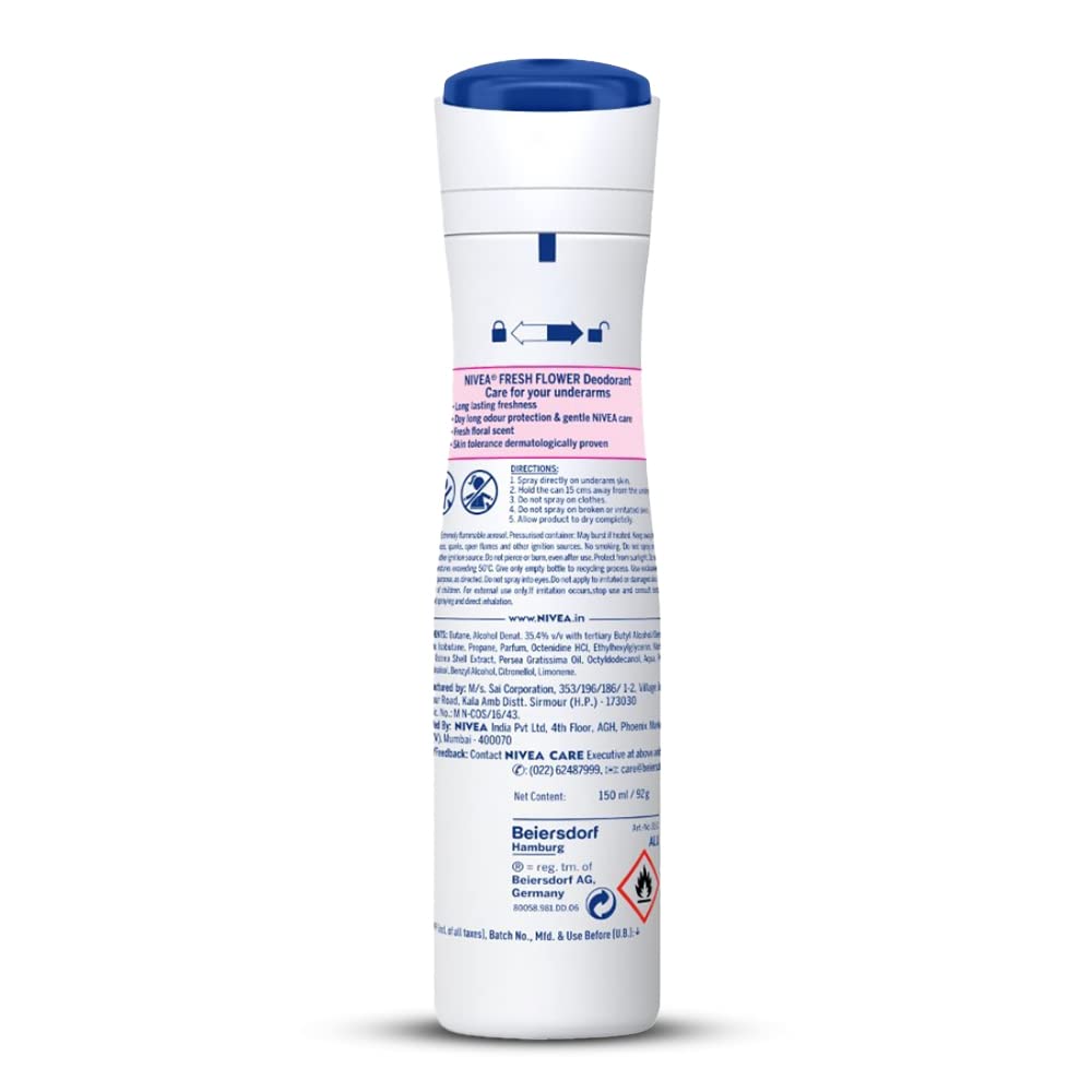 NIVEA Women Deodorant, Fresh Flower, Long Lasting Freshness & 48h Protection