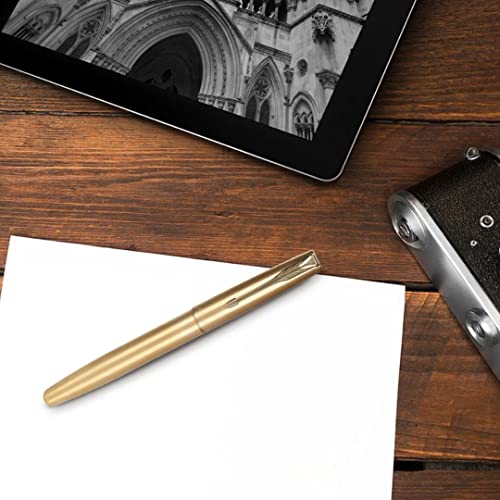 Parker Frontier Gold Roller Ball Pen Gold Trim With Card Holder - Blue Ink, Pack Of 1