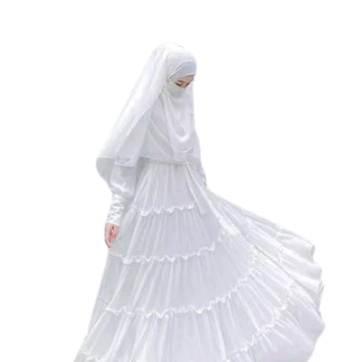 BURAQUE DESIGNER Nida fabric Free Size Muslim Burqa/Abaya & Burkha Dress for Muslim women and Girl's (M02-White-Burkha)