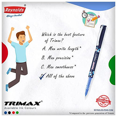 Reynolds Trimax 0.5mm Gel Pen -  Blue Ink, Pack of 3