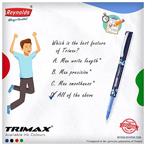Reynolds Trimax 0.5mm Gel Pen -  Black Ink, Pack of 5