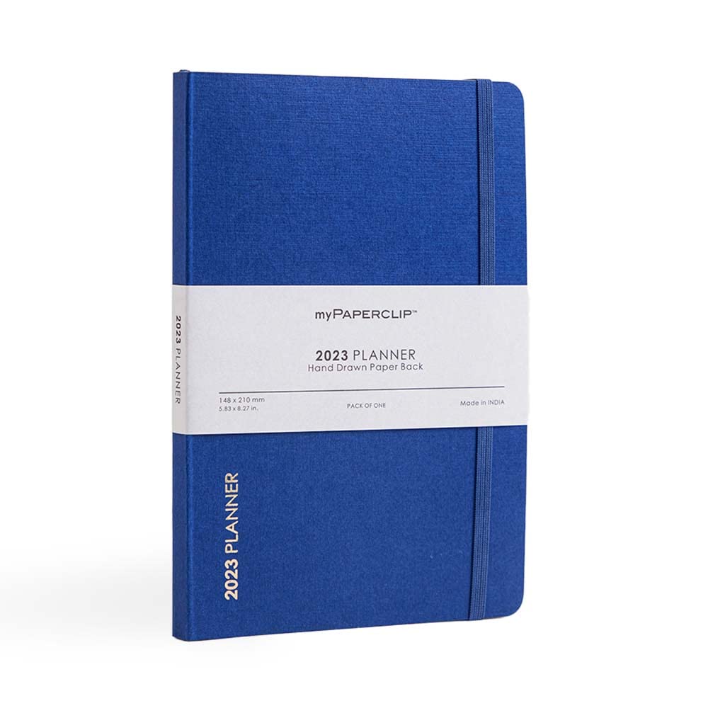 Mypaperclip 2023 Weekly Planner, Section Thread Bound, Hand Drawn Paper Back , A5 (148 X 210 Mm, 5 X 8.27 In), 2023-Weekly_Planner-D1_Blueberry