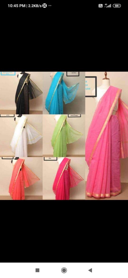 Anny Designer women's kota doria plain cotton saree/girl's sari with blouse piece (free size)(Apple Green)