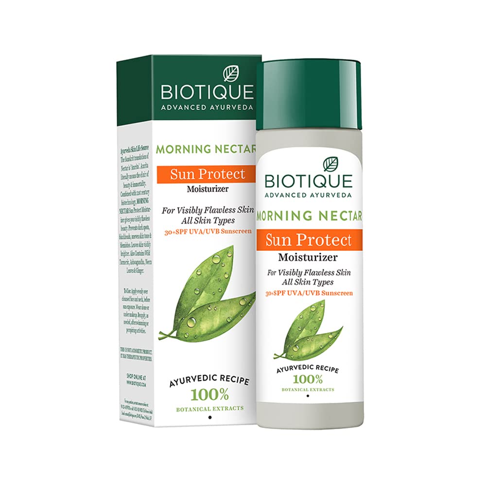 Biotique Morning Nectar Sun Protect Moisturizer Lotion For Visibly Flawless Skin All Skin Types, 120 ml