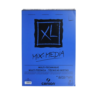 Canson XL Mix-Media 300 GSM Medium Grain A2 Paper Spiral Pads(White, 15 Sheets)