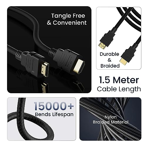 Ambrane 1.5m High Speed HDMI Cable Supports 3D, 4K, ARC & CEC Extension, Gold Plated Connectors, Compatible with HDMI-Enabled TV, Set Top Box, Blu-ray, Gaming Consoles (AHDMS-15 Black)