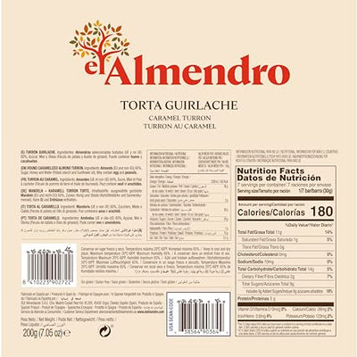 El Almendro Round Crunchy Almond Chocolate, Caramel Turron, 200G