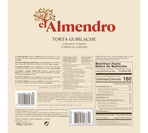 El Almendro Round Crunchy Almond Chocolate, Caramel Turron, 200G