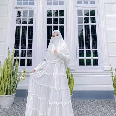BURAQUE DESIGNER Nida fabric Free Size Muslim Burqa/Abaya & Burkha Dress for Muslim women and Girl's (M02-White-Burkha)