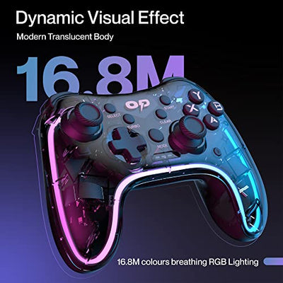 Ambrane Wireless Gaming Controller with Transparent Design, 2.4GHz Wireless Technology, Integrated Dual Intensity Motor, Illuminated Pad for PC - Windows, PS3 Console & Android TV(OP-WLGC01, Black)