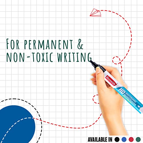 Reynolds HD Whiteboard marker - 2 Black, 1 Blue, 1 Red & 1 Green, Pack of 5