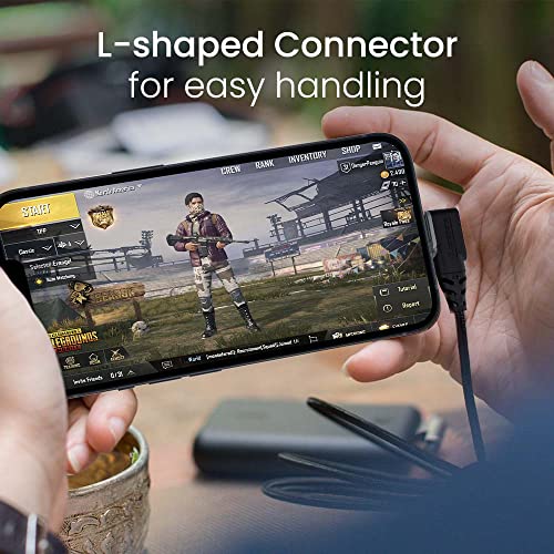 Ambrane USB to Lightning 12W Fast Charging, L Shape for Easy Holding, 480 Mbps Data Sync Cable for iPhone, iPad, Macbook, iMac, Airpods - 1.25m (ABLL-125 Black)