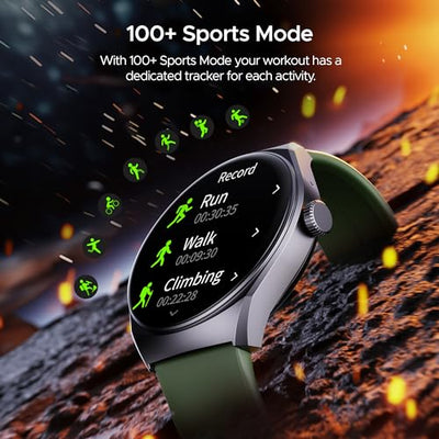 boAt Lunar Comet Smart Watch with 1.39" HD Display, Advanced Bluetooth Calling, Functional Crown, Multiple Sports Mode,100 Watch Faces, Heart Rate & SPO2 Monitoring,IP67(Olive Green)