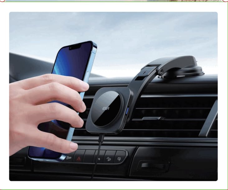 ESR Dashboard MagSafe Car Mount Charger, Compatible with MagSafe Car Charger, Magnetic Car Phone Holder for iPhone 16/15/14/13/12 Series & Galaxy S25, Fast Charging, Black