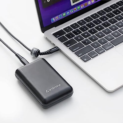 Ambrane 60W Fast Charging Powerbank for MacBook, Type C Laptop & Mobile Charging, Lithium Ion Battery, Metallic Body, Triple Output, Power Delivery & Quick Charge (Powerlit Boost, Black)