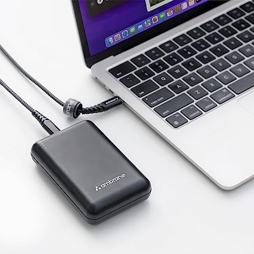 Ambrane 60W Fast Charging Powerbank for MacBook, Type C Laptop & Mobile Charging, Lithium Ion Battery, Metallic Body, Triple Output, Power Delivery & Quick Charge (Powerlit Boost, Black)