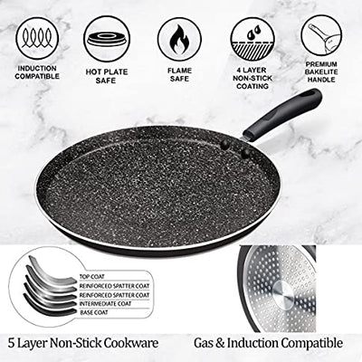 MILTON Pro Cook Granito Induction Omni Tawa, 32 cm, Black, Aluminium