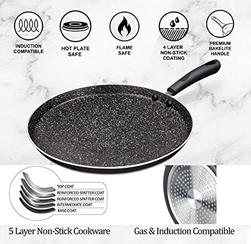 MILTON Pro Cook Granito Induction Omni Tawa, 32 cm, Black, Aluminium