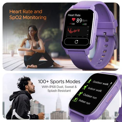 boAt Xtend Call Plus Smart Watch with 1.91" HD Display, Advanced BT Calling, Coins, ENx Tech, HR & SpO2, English & Hindi Languages, Multiple Watch Faces,100+Sports Modes(Deep Purple)