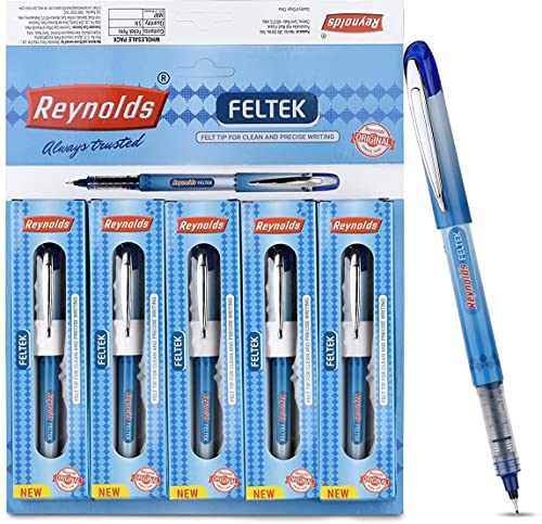 Reynolds Feltek 0.7mm Ball Pen - Blue Ink, Pack of 5