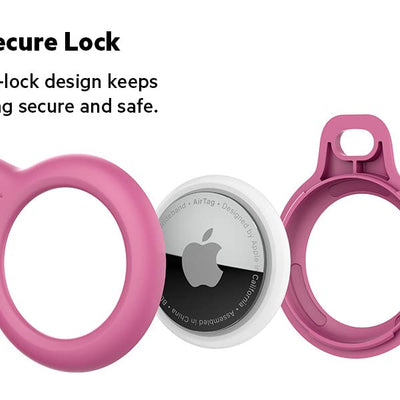 Belkin AirTag Case with Strap, Secure Holder Protective Cover for Air Tag with Scratch Resistance Accessory - Pink Colour. (F8W974)