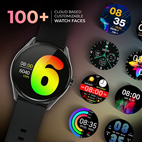 beatXP Vega 1.43" (3.6 cm) Super AMOLED Display, One-Tap Bluetooth Calling Smart Watch, 1000 Nits Brightness, Fast Charging, 24 * 7 Health Monitoring (Electric Black)