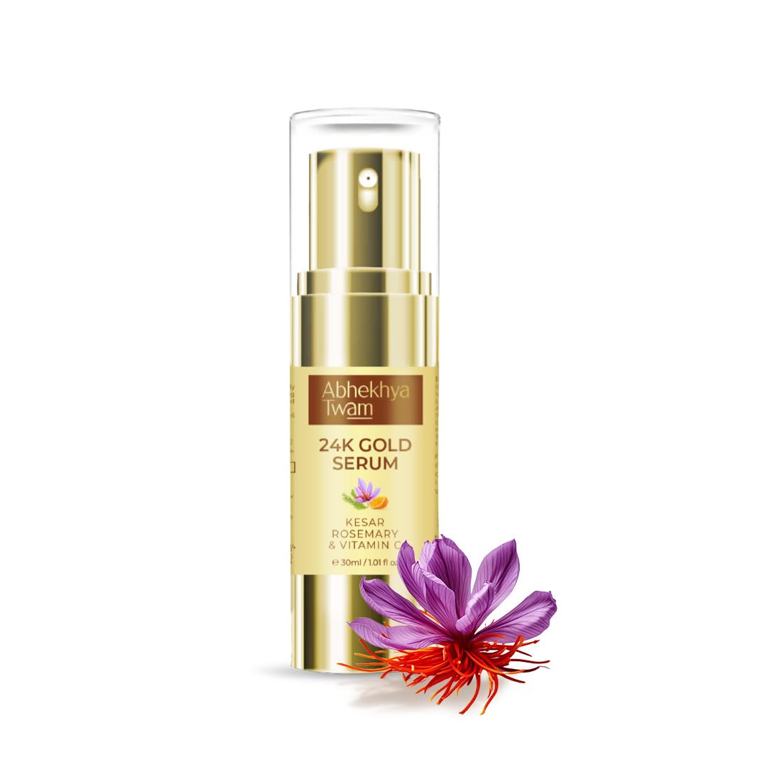 Abhekhya Twam Gold Serum for Radiant, Bright Youthful Skin with Anti Aging formula, Luminous Primer for Face Makeup 30 ml