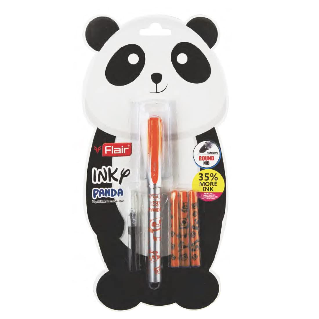 FLAIR Inky Series Panda Liquid Ink Fountain Pen Blister Pack ,  Blue Ink, Pack of 2