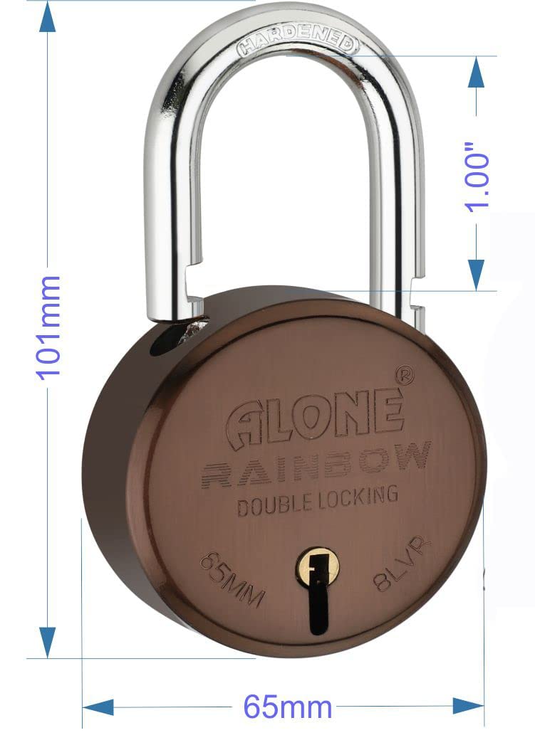 Alone Locks 65mm 10 Same Keys with 4 Padlocks | Double Locking 8 Levers | Antique Lock and Key for Home Door Main Gate Shutter Shop | Lacquer Caoted Rust Protect (Pack of 4)