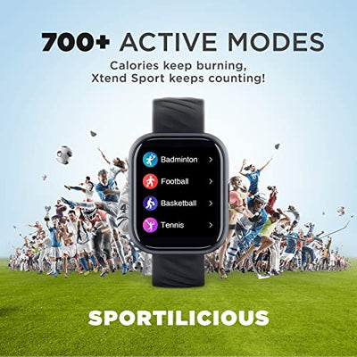 boAt Smart Watch Xtend Sport with 700+ Active Modes,Sporty Design,30 Mins ASAP™ Charge,Live Cricket Scores,1.69" HD Display,Crest Health Ecosystem & 7 Days Battery Life(Classic Black)