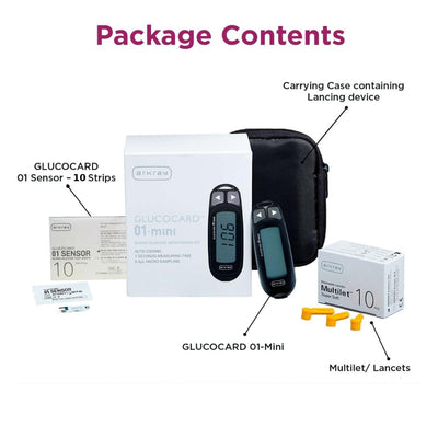 ARKRAY Max 01 Mini Blood Glucose Monitor with 10 Strips | Japanese Technology