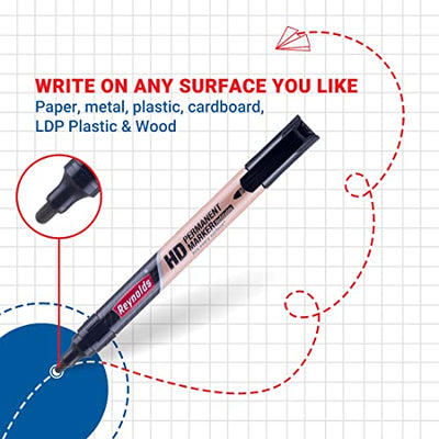 Reynolds HD permanent marker - Black Ink, Pack of 10