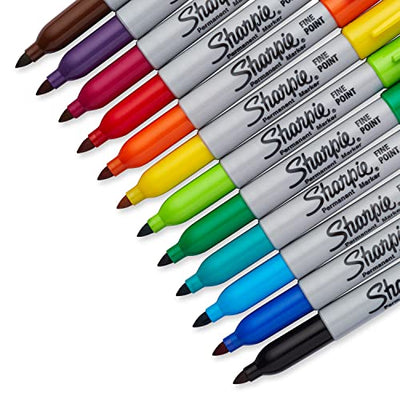 Sharpie Fine Tip Permanent Marker, Assorted, 12 Markers