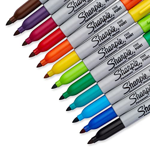 Sharpie Fine Tip Permanent Marker, Assorted, 12 Markers