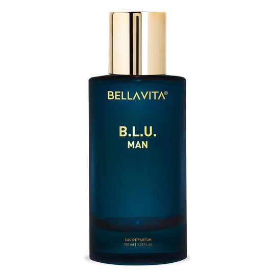 Bella Vita Luxury B.L.U Man Eau De Parfum Perfume with Lemon, Black Pepper, Orris, Musk|Premium, Long Lasting Fresh Aromatic Fragrance for Men, 100 ML