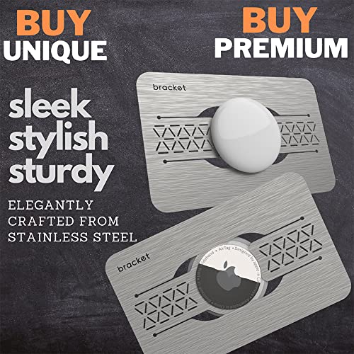 2-Pack Ultra Thin AirTag Card Holder - Premium Stainless Air Tag Steel Case for Wallet, Purse, Handbag, Backpack Wallet, Clutch, Secrid Wallet (Brushed Silver) - AirTag NOT Included