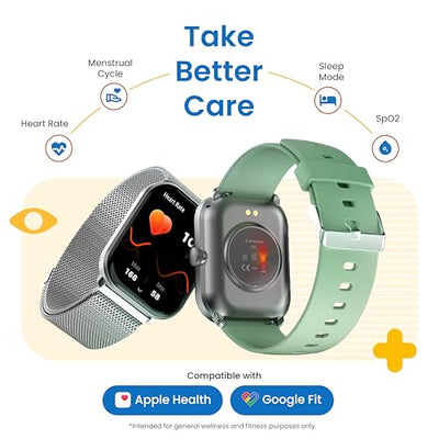 Ambrane 2.01" AMOLED Display, Bluetooth Calling SmartWatch, 1000 NITS Brightness, Functional Crown, 60Hz Refresh Rate, 100+ Sports Mode with IP68, Sp02 Tracking, 100+ Watch Faces (Glaze+, Black)