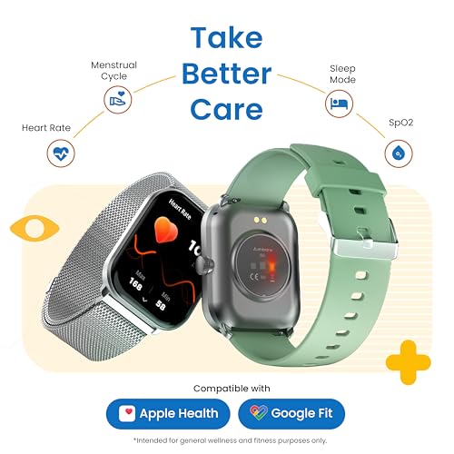 Ambrane 2.01" AMOLED Display, Bluetooth Calling SmartWatch, 1000 NITS Brightness, Functional Crown, 60Hz Refresh Rate, 100+ Sports Mode with IP68, Sp02 Tracking, 100+ Watch Faces (Glaze+, Black)