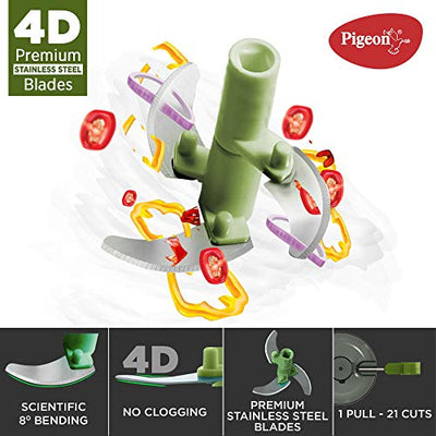 Pigeon 14515 Plastic Mini Handy Pro and Compact Chopper with 3 Blades (400 ml, Grey)