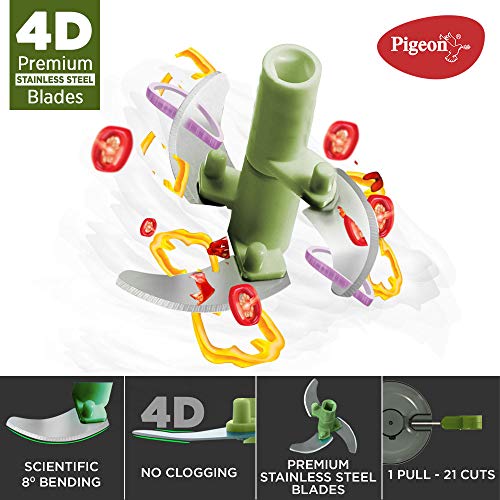 Pigeon 14515 Plastic Mini Handy Pro and Compact Chopper with 3 Blades (400 ml, Grey)